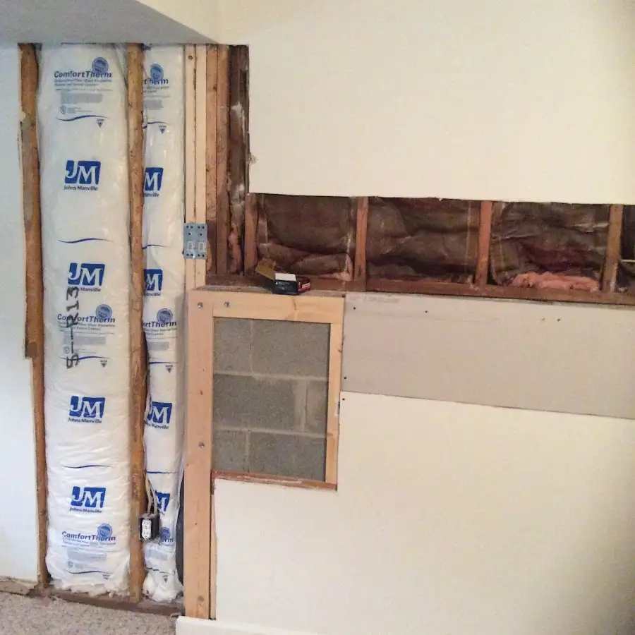 Wall insulation replacement during Basement Flood Cleanup in New Albany